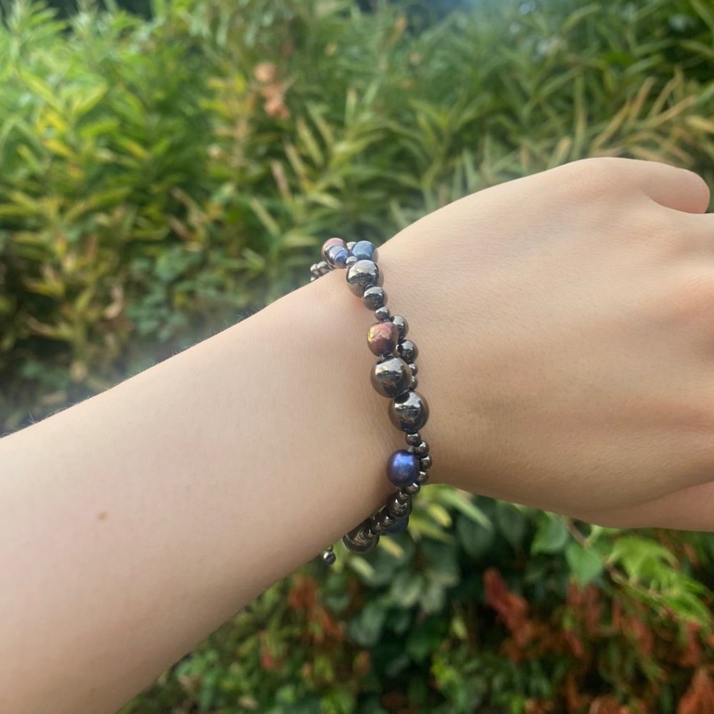 Genuine Freshwater Pearl Metallic Twist Bracelet